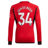 Manchester United Donny van de Beek #34 Domáci futbalový dres 2023-24 Dlhy Rukáv